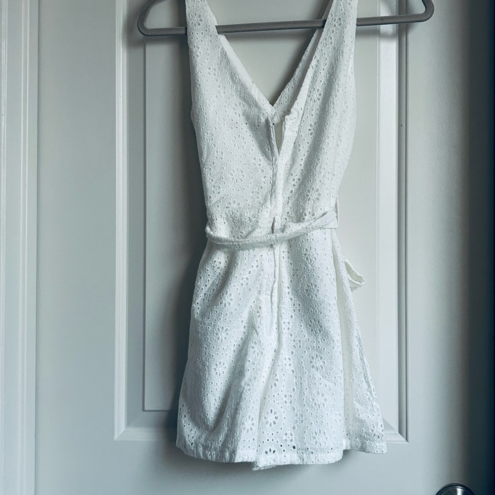 Gianni Bini White Eyelet Button Down Romper - Picture 8 of 9